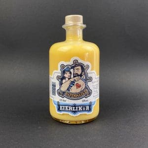 gelber Hafenmacker Eierlikör in 0,5 Liter Flasche mit Hafenmacker Logo